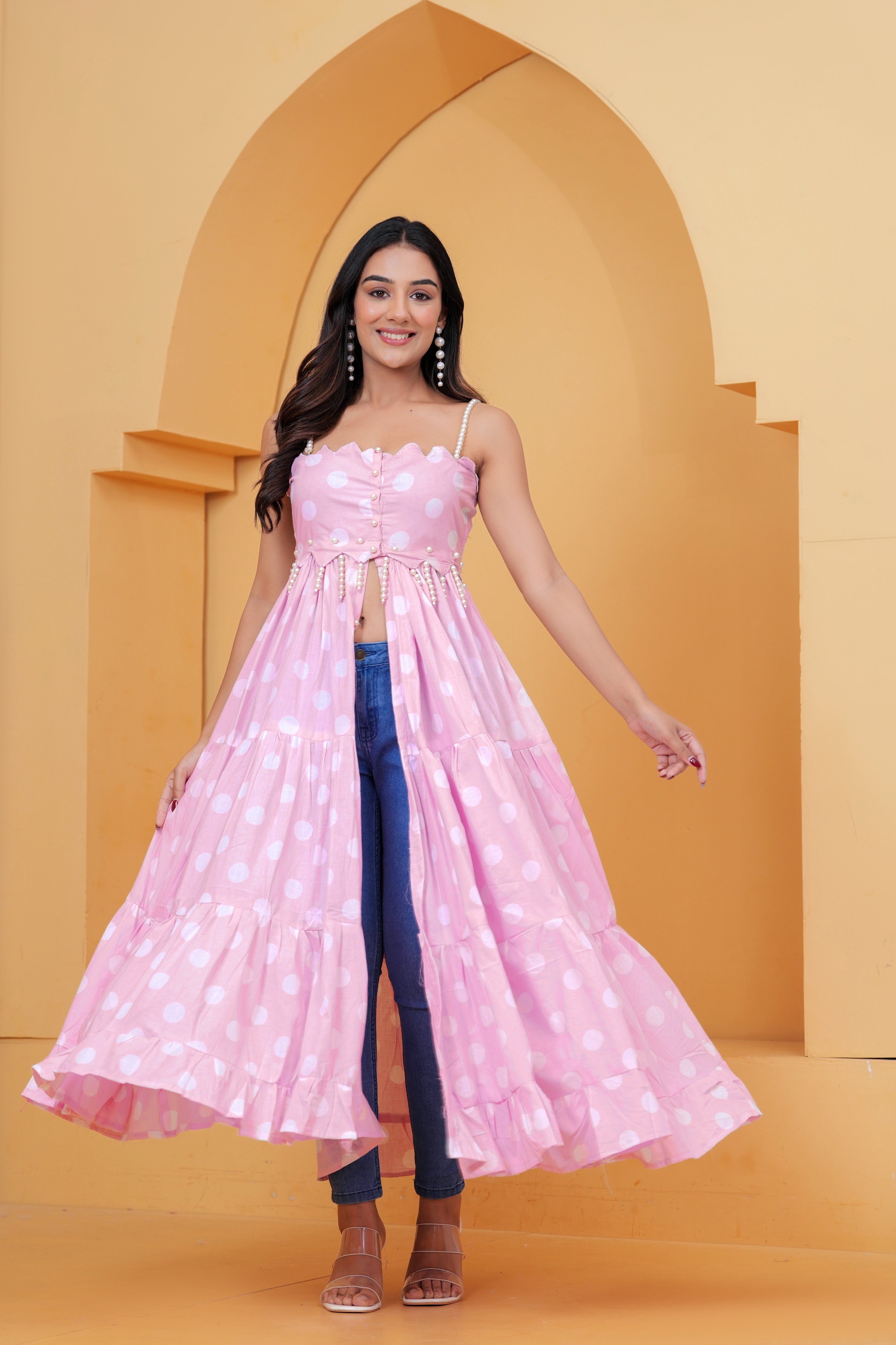 Pink Polka Dot Detachable Dress