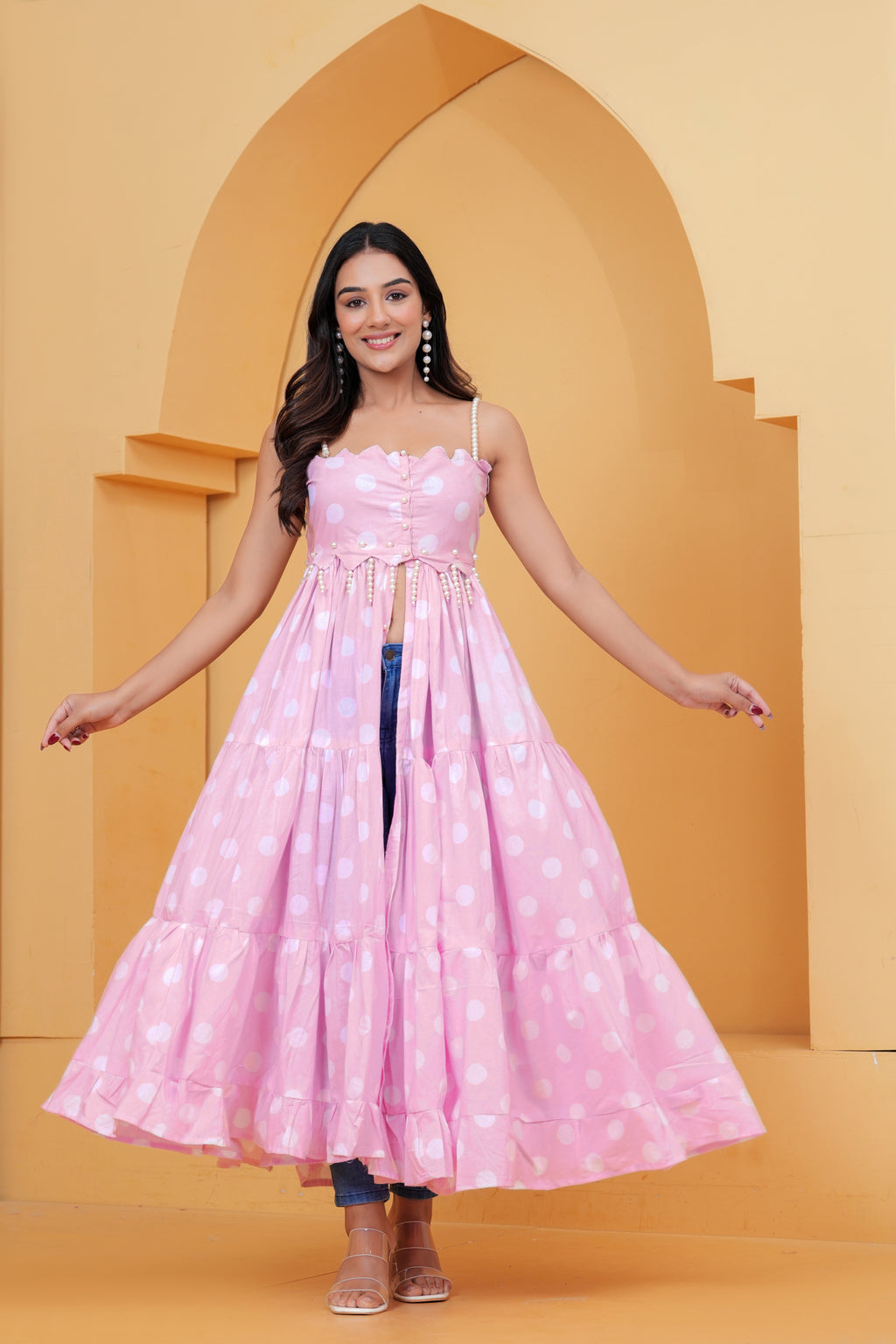 Pink Polka Dot Detachable Dress