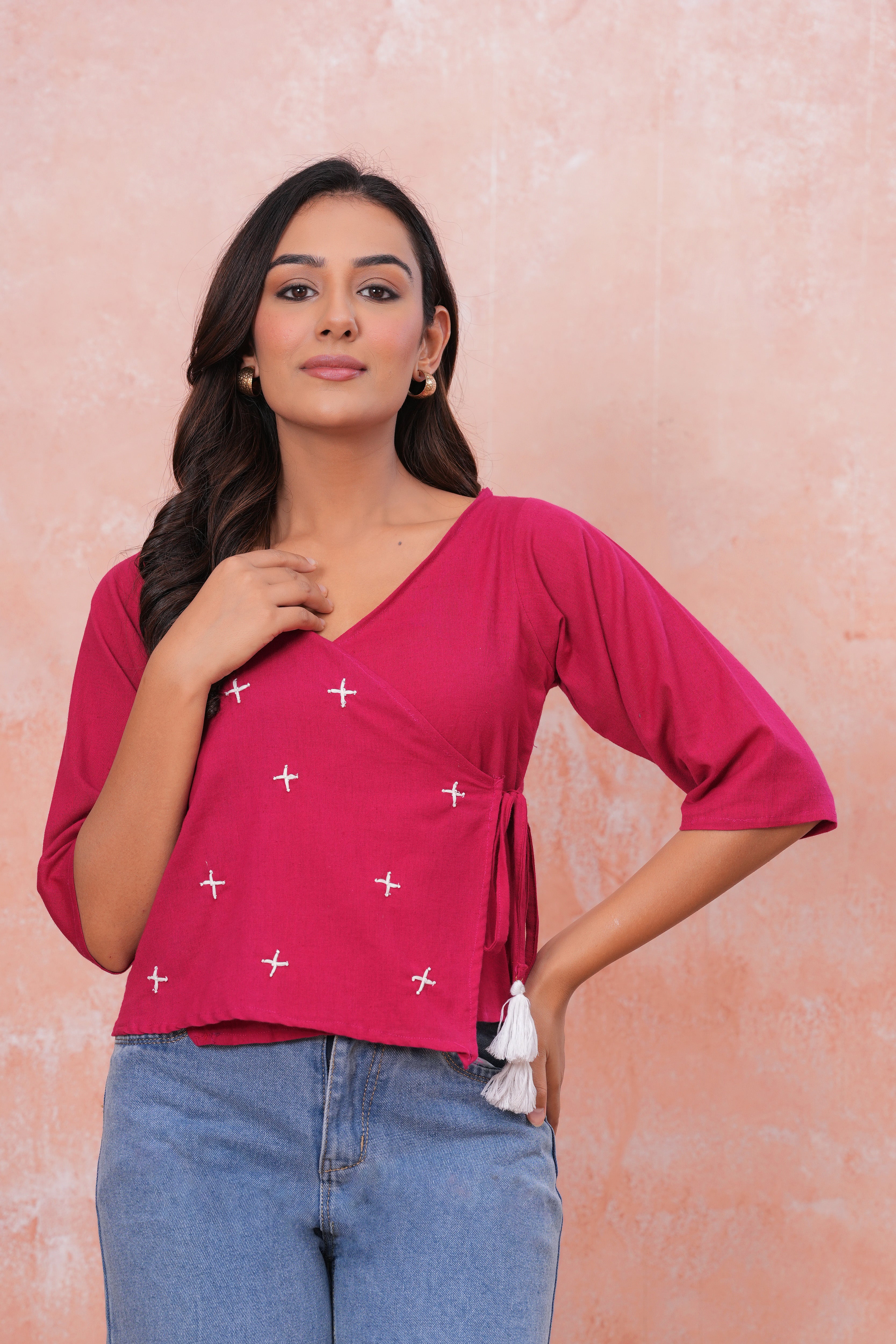 Angrakha Maroon Top