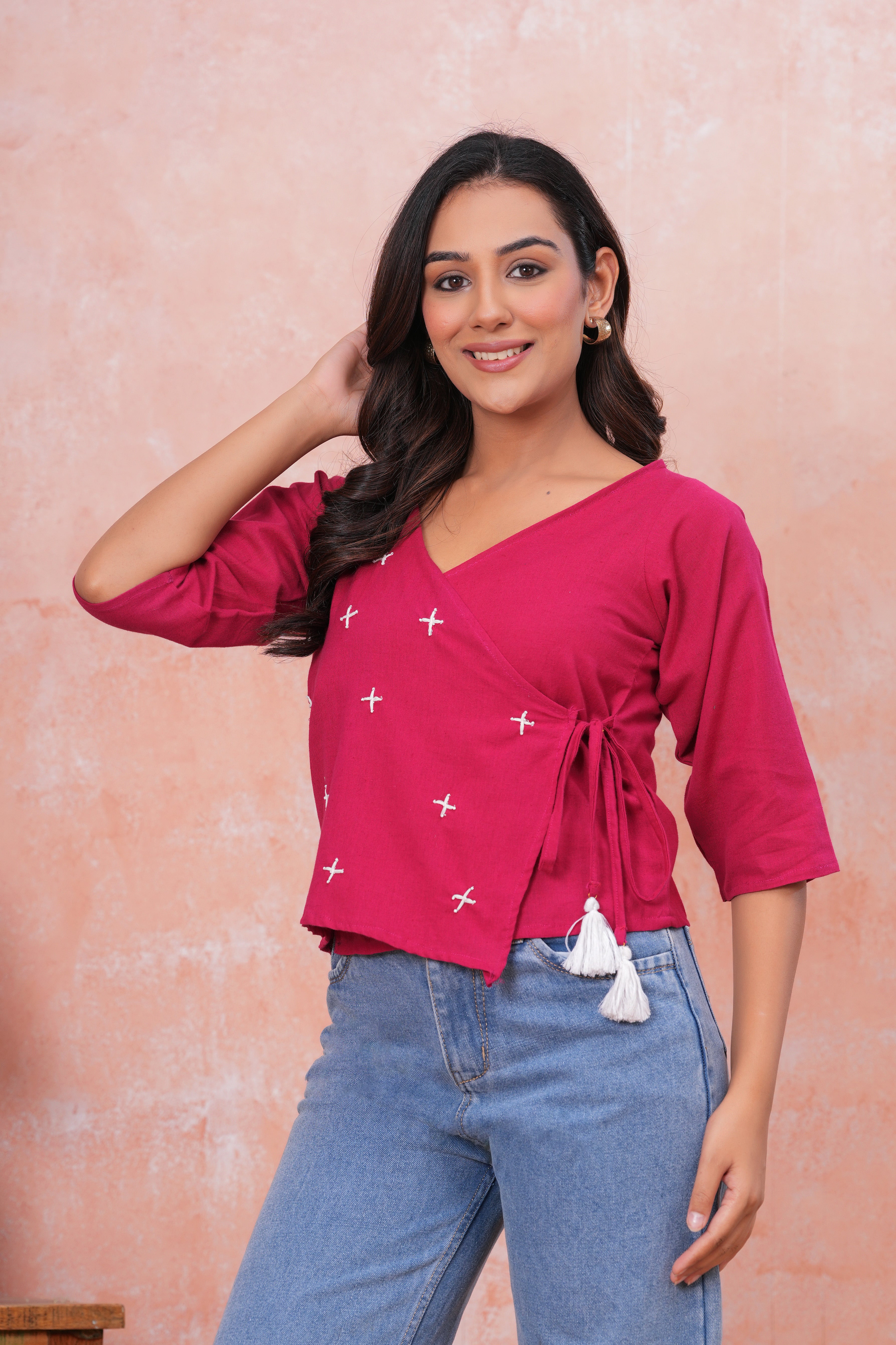 Angrakha Maroon Top