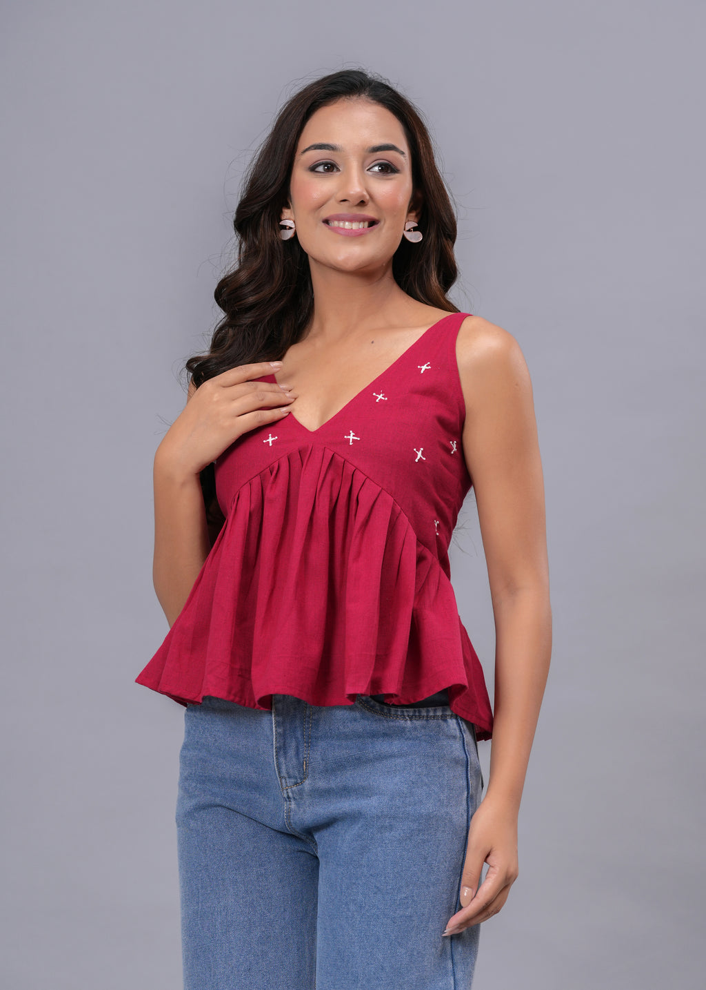 Hand Work Peplum Top