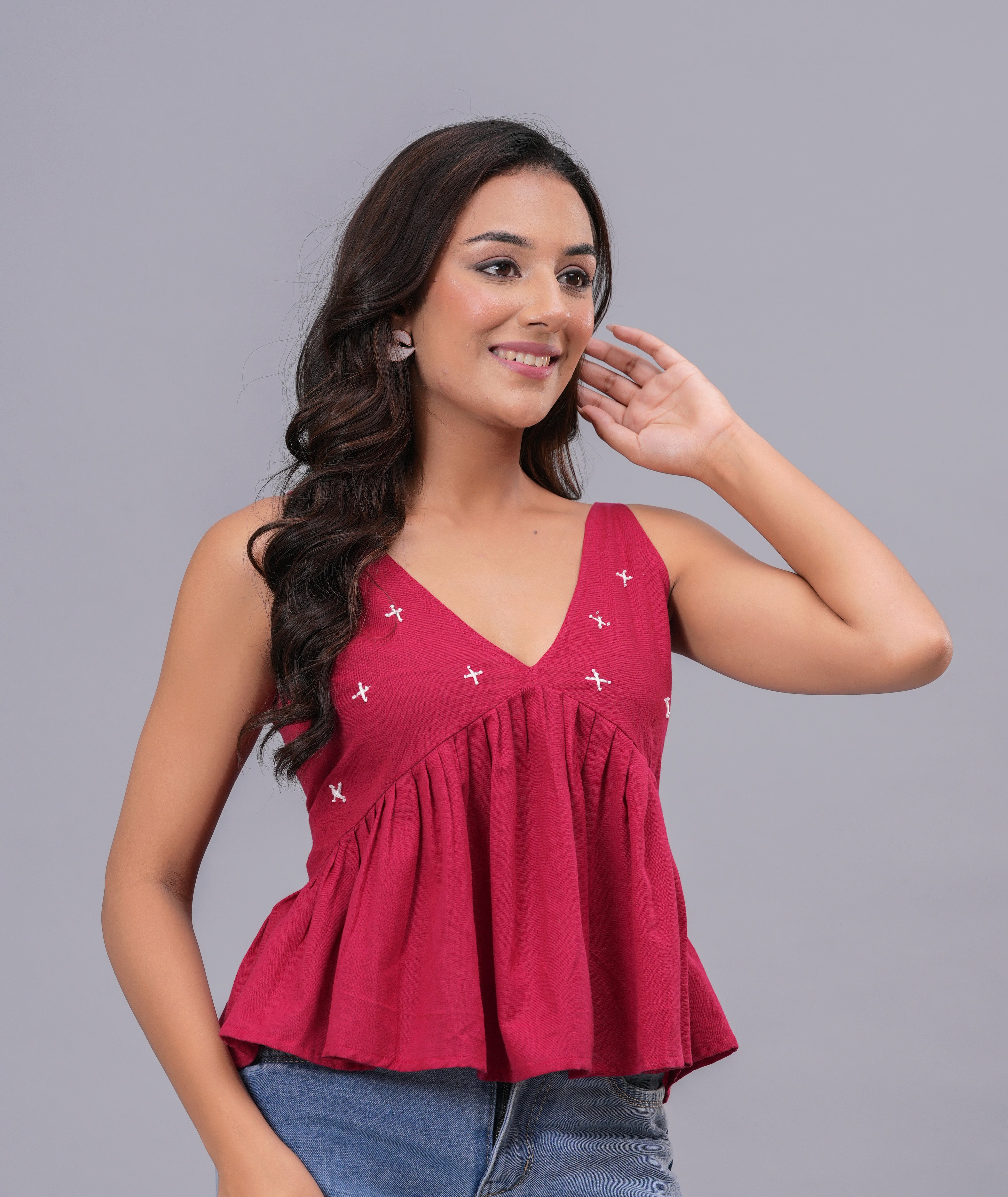 Hand Work Peplum Top