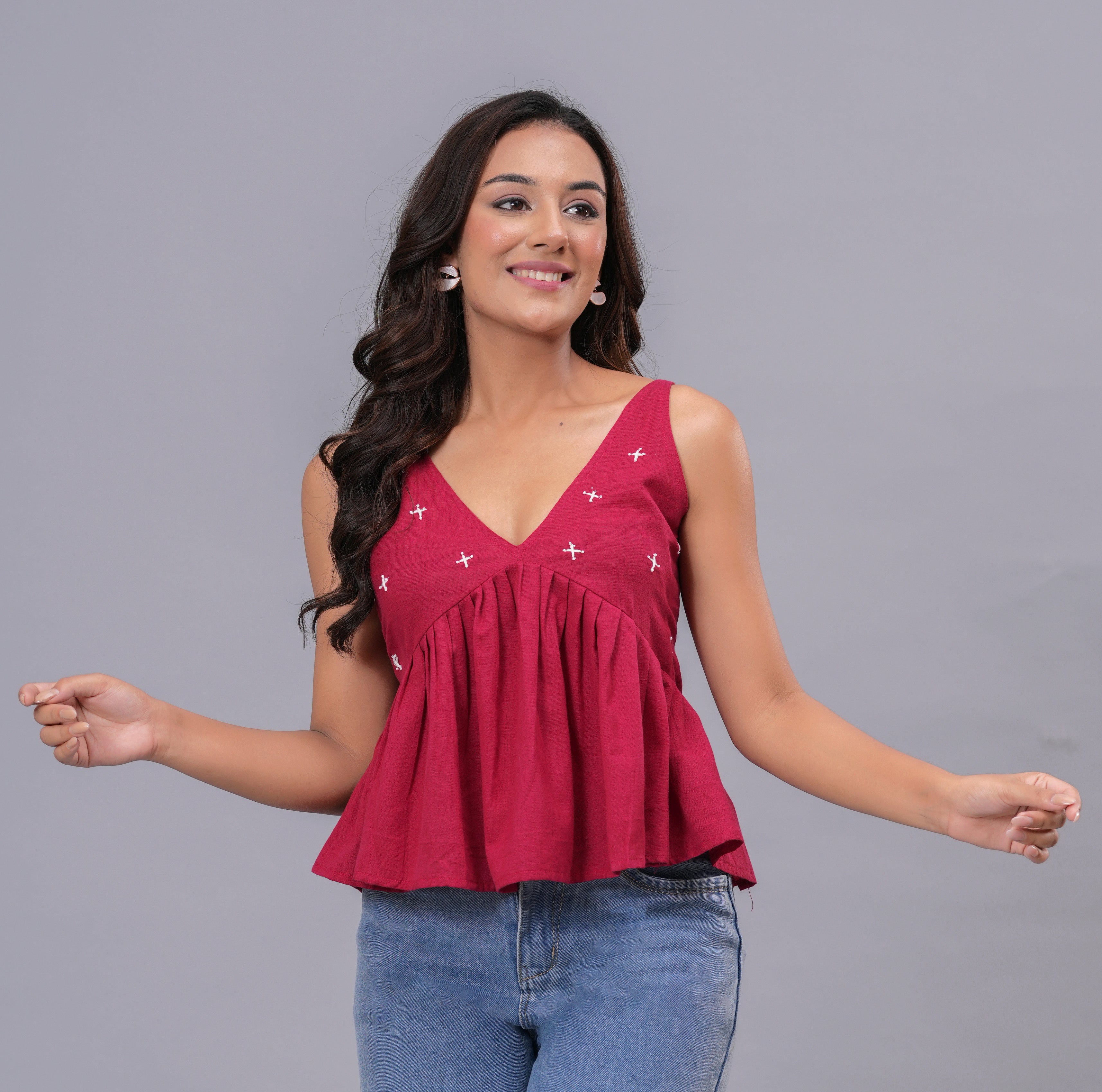 Hand Work Peplum Top