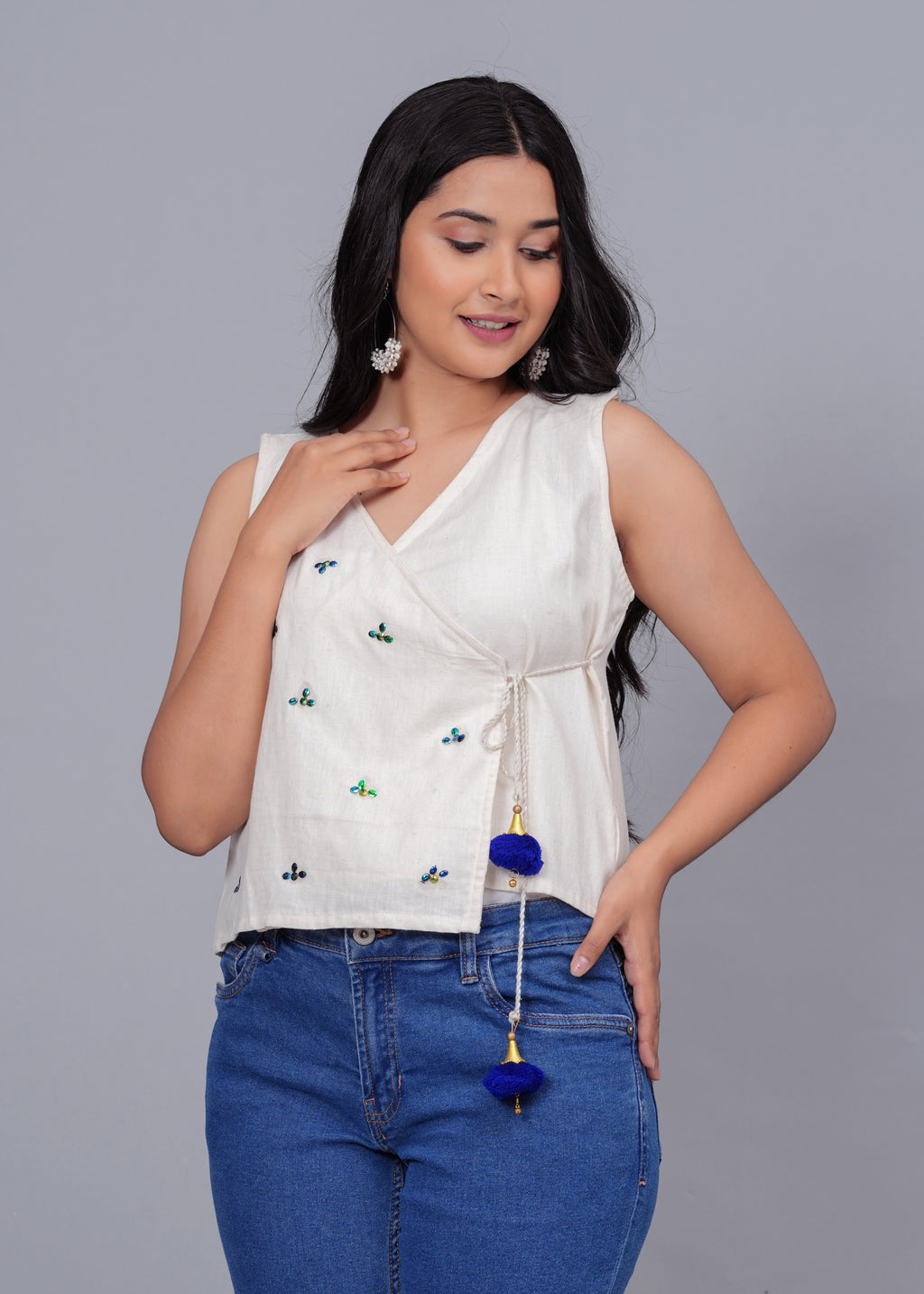 Off-White Angrakha Sleeveless Top