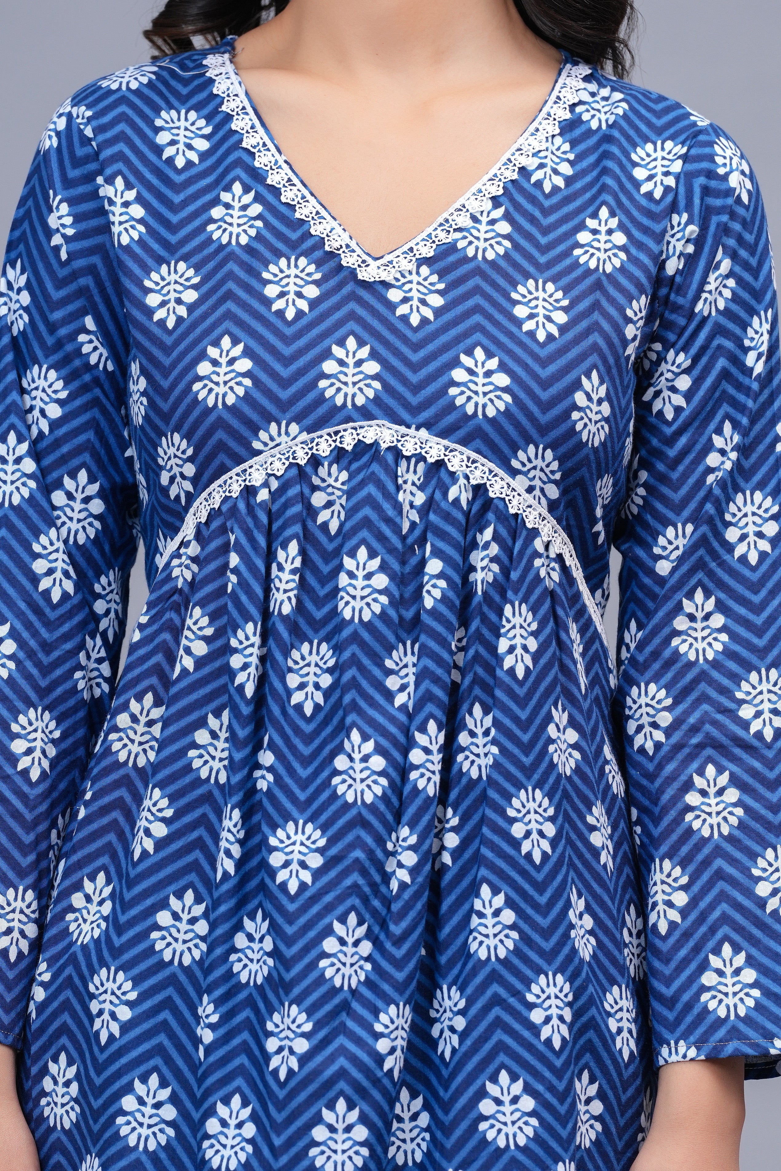 Indigo Blue Printed Peplum Top