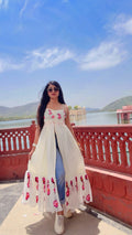 Off White Floral Detachable Dress