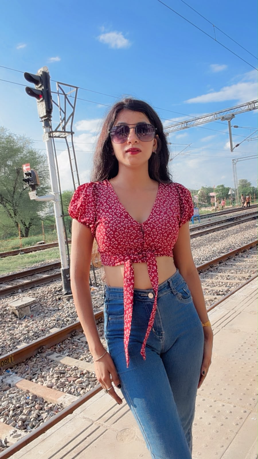 Printed 2 In 1 Maroon Top
