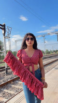 Printed 2 In 1 Maroon Top