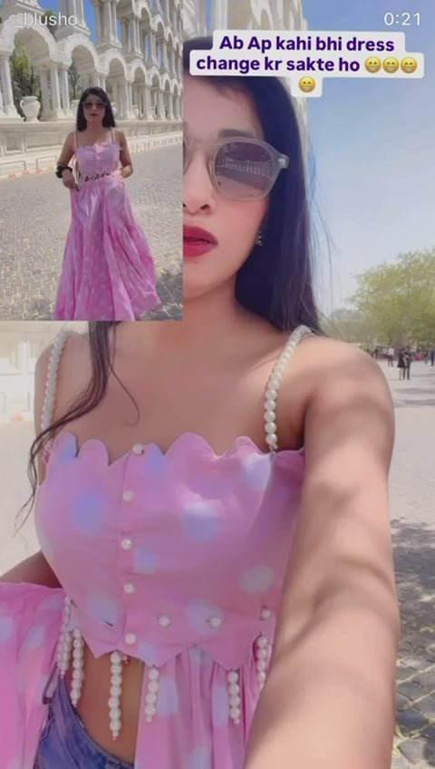 Pink Polka Dot Detachable Dress